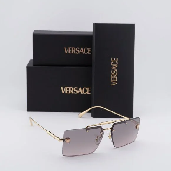 Versace VE2245 100258 Rectangle Sunglasses – Gold/Pink  display picture 2